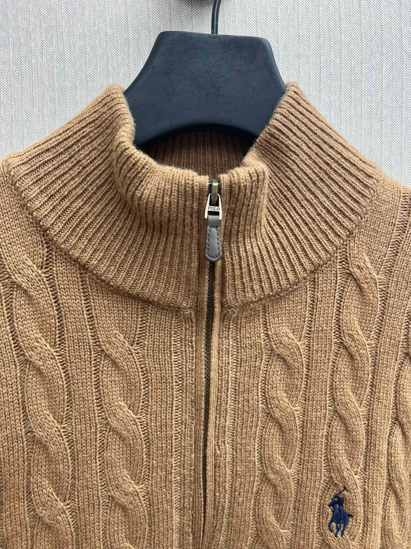 🅿️530 Polo 25ss new solid color pony embroidered long-sleeved sweater, men's khaki, code number: S.M.L.XL.